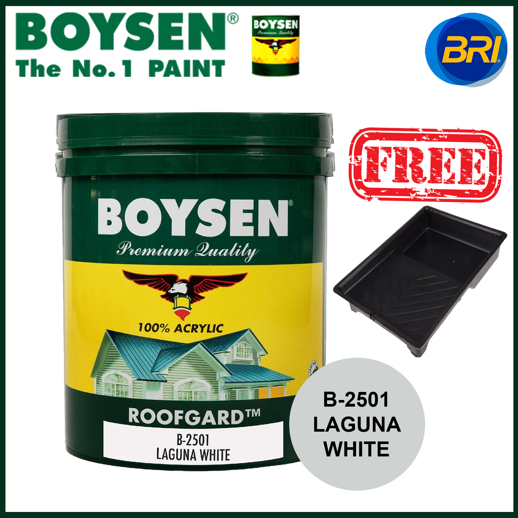 Boysen Roofgard B2501 Laguna White 16L w/ Free Roller Paint Tray
