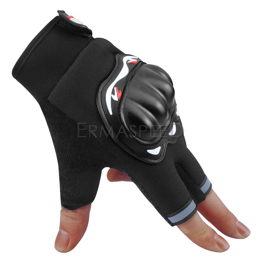 Găng tay xe máy fingerless mùa hè thoáng khí bảo vệ knuckle moto đi xe đua xe máy bảo vệ găng tay nửa ngón