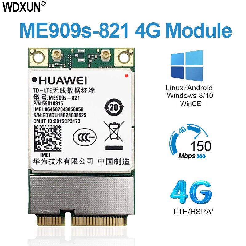 Suitable for huawei me909s-821 me909s-821a 4g cat4 lte mini pcie módulo de banda completa desbloqueado lte-fdd b1 b3 b5 b8 b38 b39 b40 b41