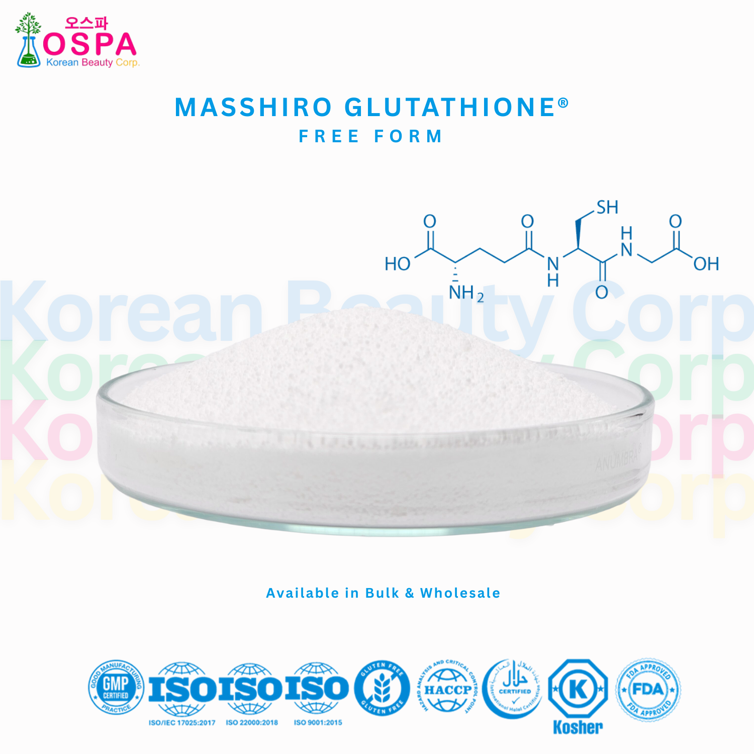 The Exclusive MASSHIRO GLUTATHIONE (FREEFORM) ® Premium 100% Quality Raw  Materials FDA Approve 1kg