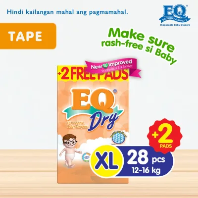 EQ Dry XL (12-16 kg) - 28 pcs x 1 pack (28 pcs) - Tape Diapers