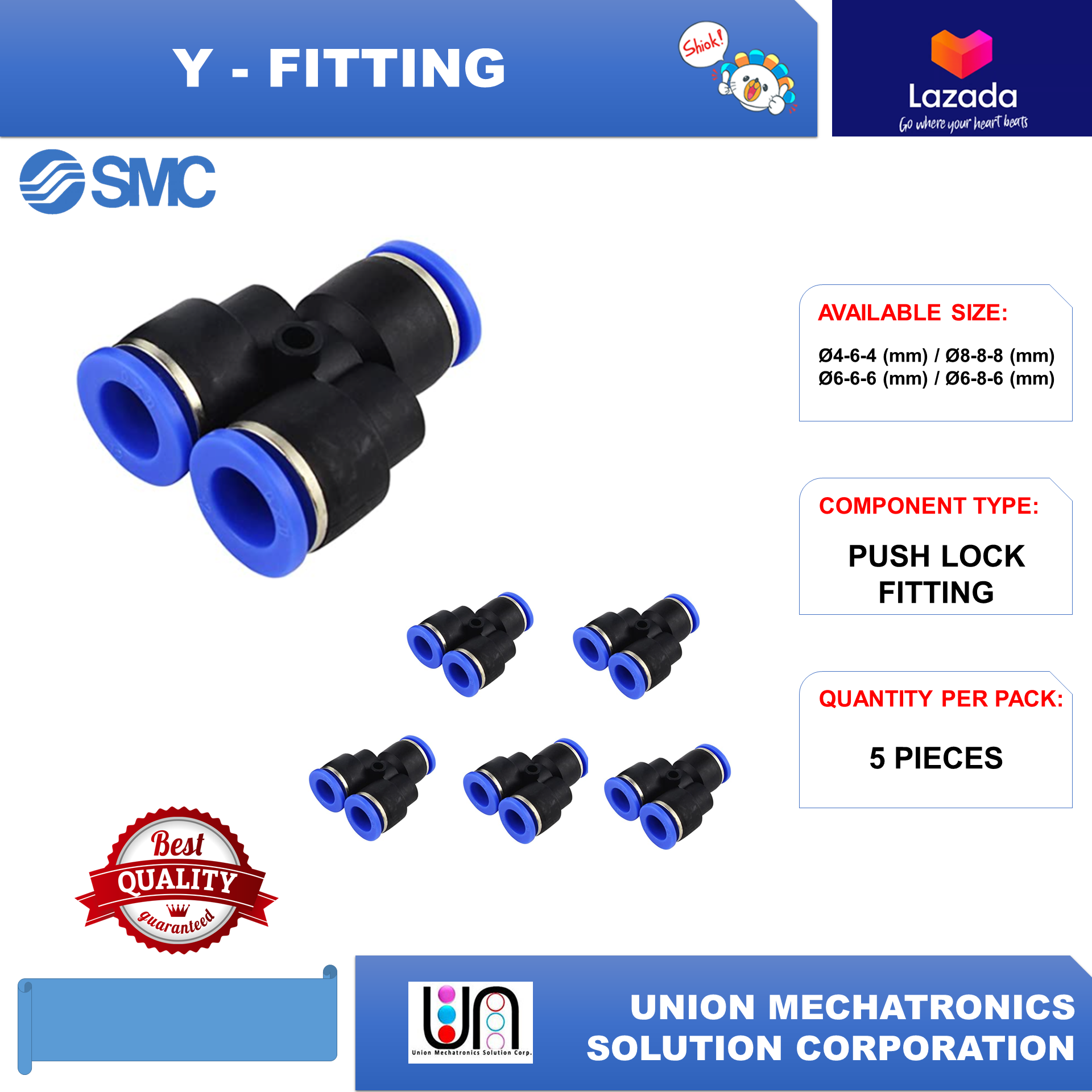 1Pcs Air Pneumatic 6mm to 4mm Y Shaped Push in Connectors Quick Fittings 