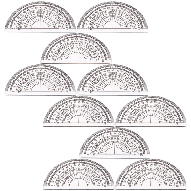 Eshopdeal【Ready Stock】 10pcs portable geometry protractor small plastic protractor math protractor angle measuring tools clear protractor student protractor stationery