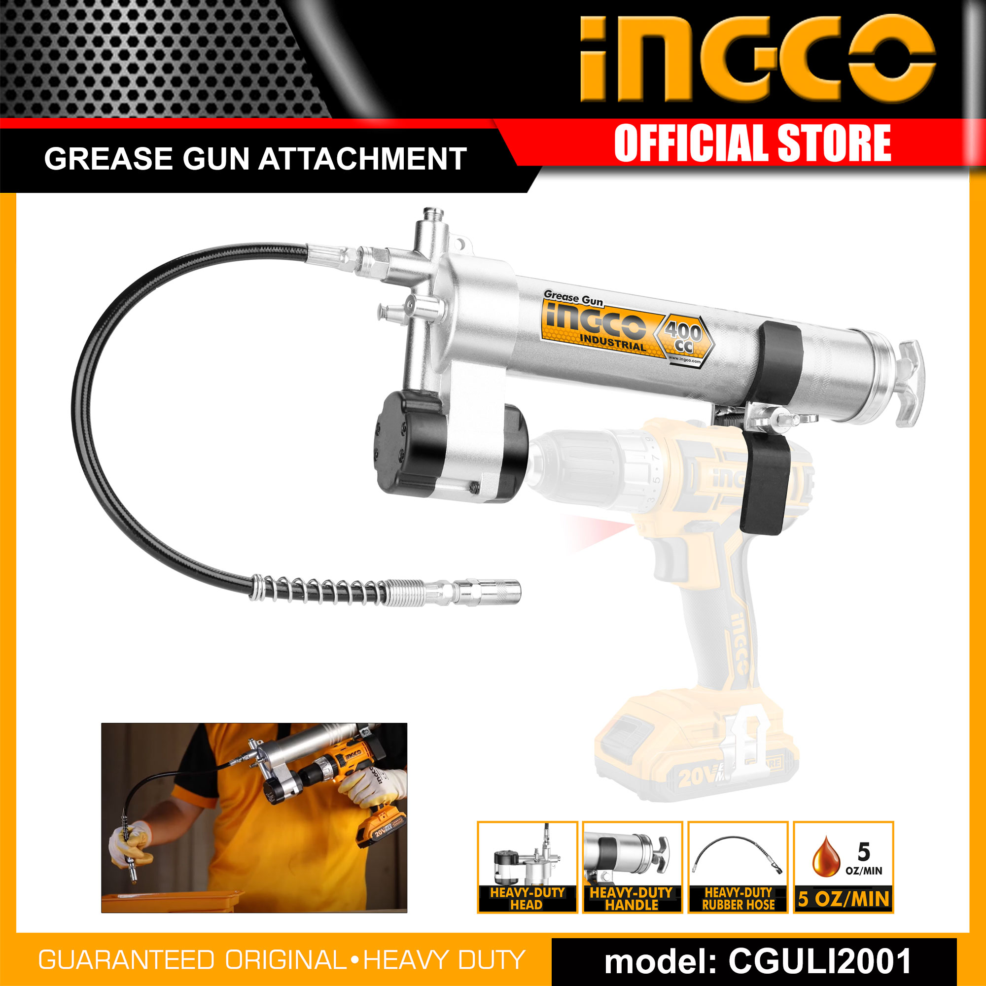 Ingco CGULI2001 Grease Gun Attachment Only 400CC (POWERTOOL ARE NOT