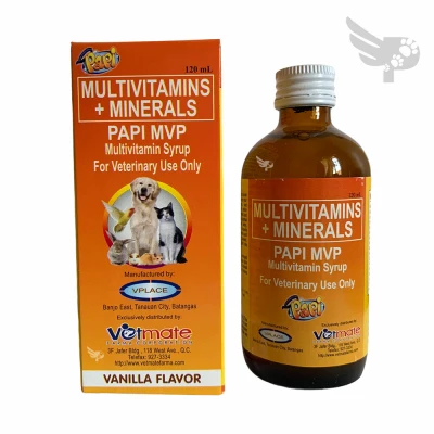 Papi MVP Multivitamins Syrup 120ml - Vanilla Syrup - for Dogs and Cats