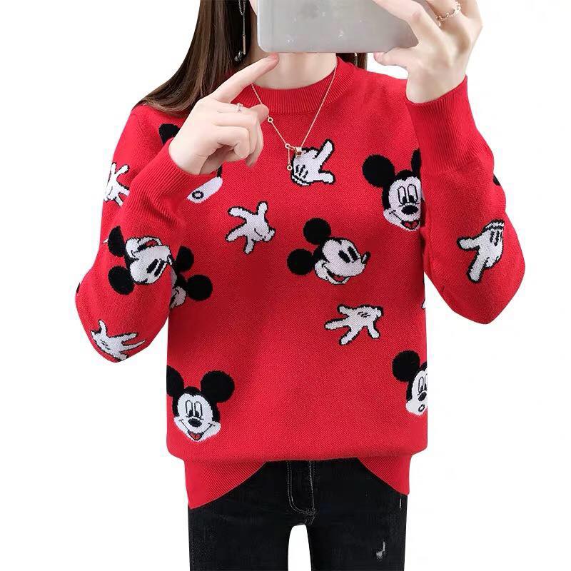 Women O Neck Long Sleeve Loose Casual Cartoon MickeyMouse Printed Pullover  Sweatshirt | Lazada PH