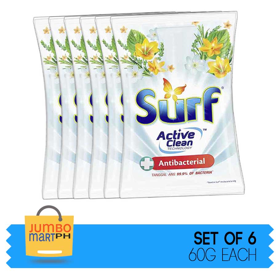 SURF POWDER DETERGENT ANTIBACTERIAL SACHET / 60G / SET OF 6 Lazada PH