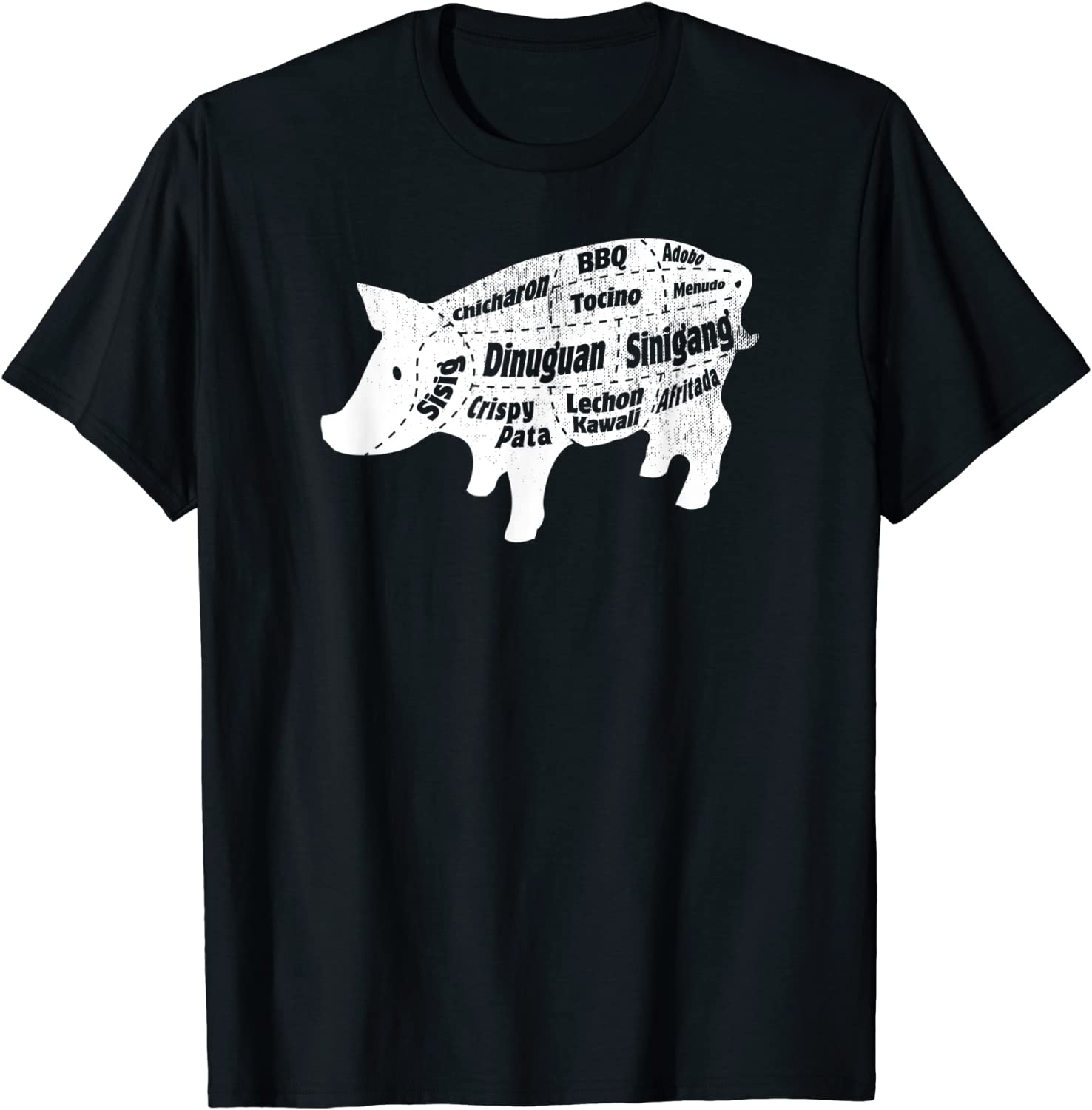 Funny Filipino Food T-Shirt - Pig Pork Baboy Parts Tee Cotton Tshirts ...