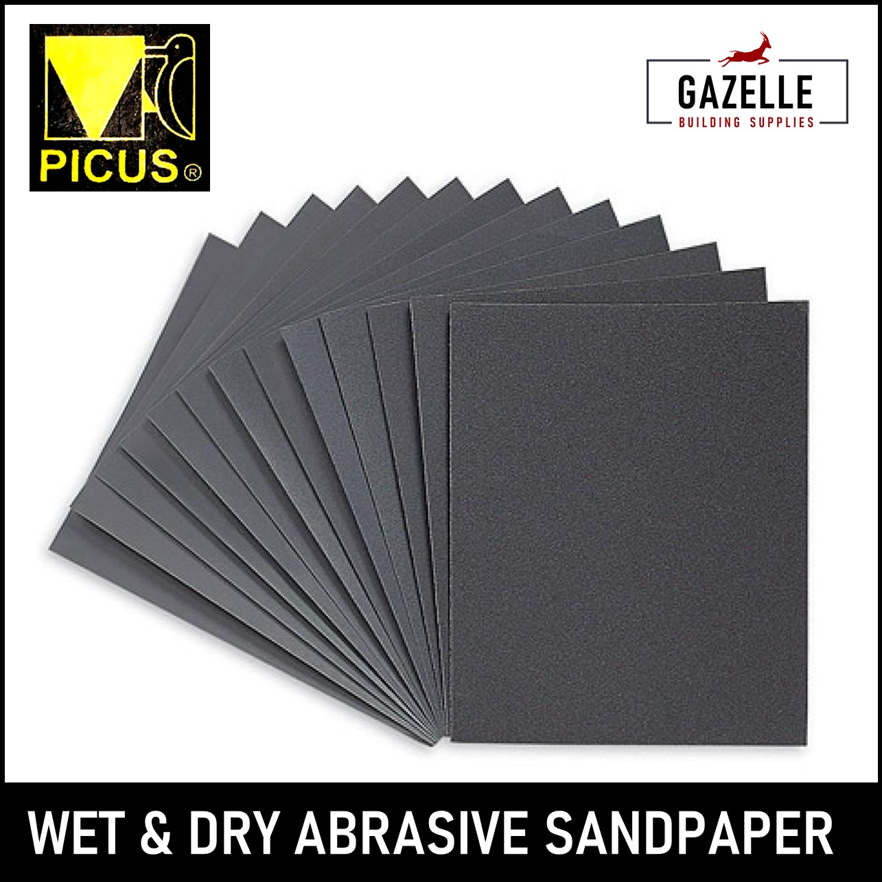 PICUS Wet & Dry Abrasive Paper Waterproof Sandpaper Sand Paper 10Pcs