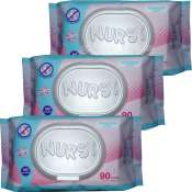 Set of 3 Nursy Powder Scent Baby Wipes 80 + 10 Sheets FREE