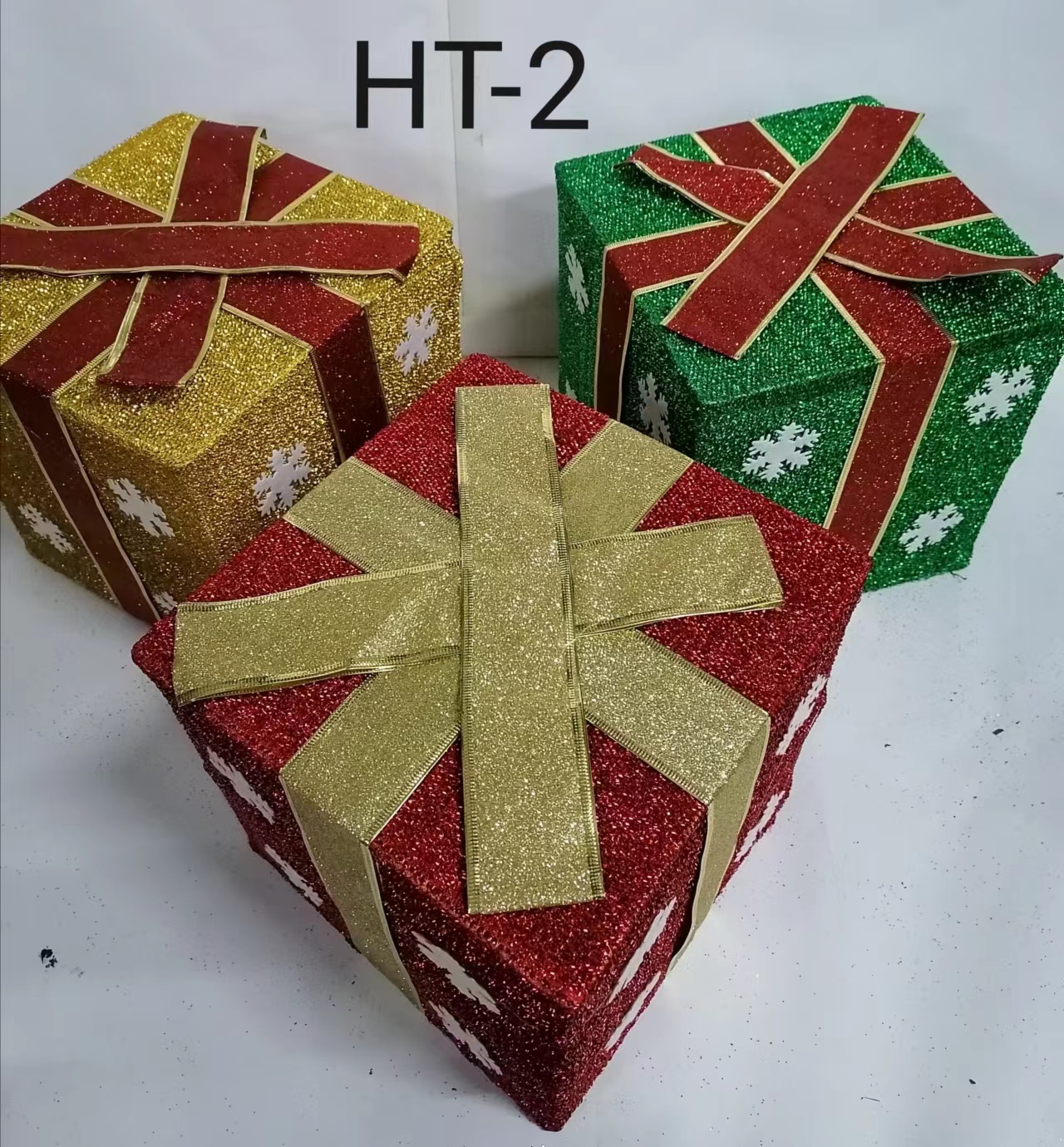 Christmas Wrought Iron Gift Box threepiece Shopping Mall hotel