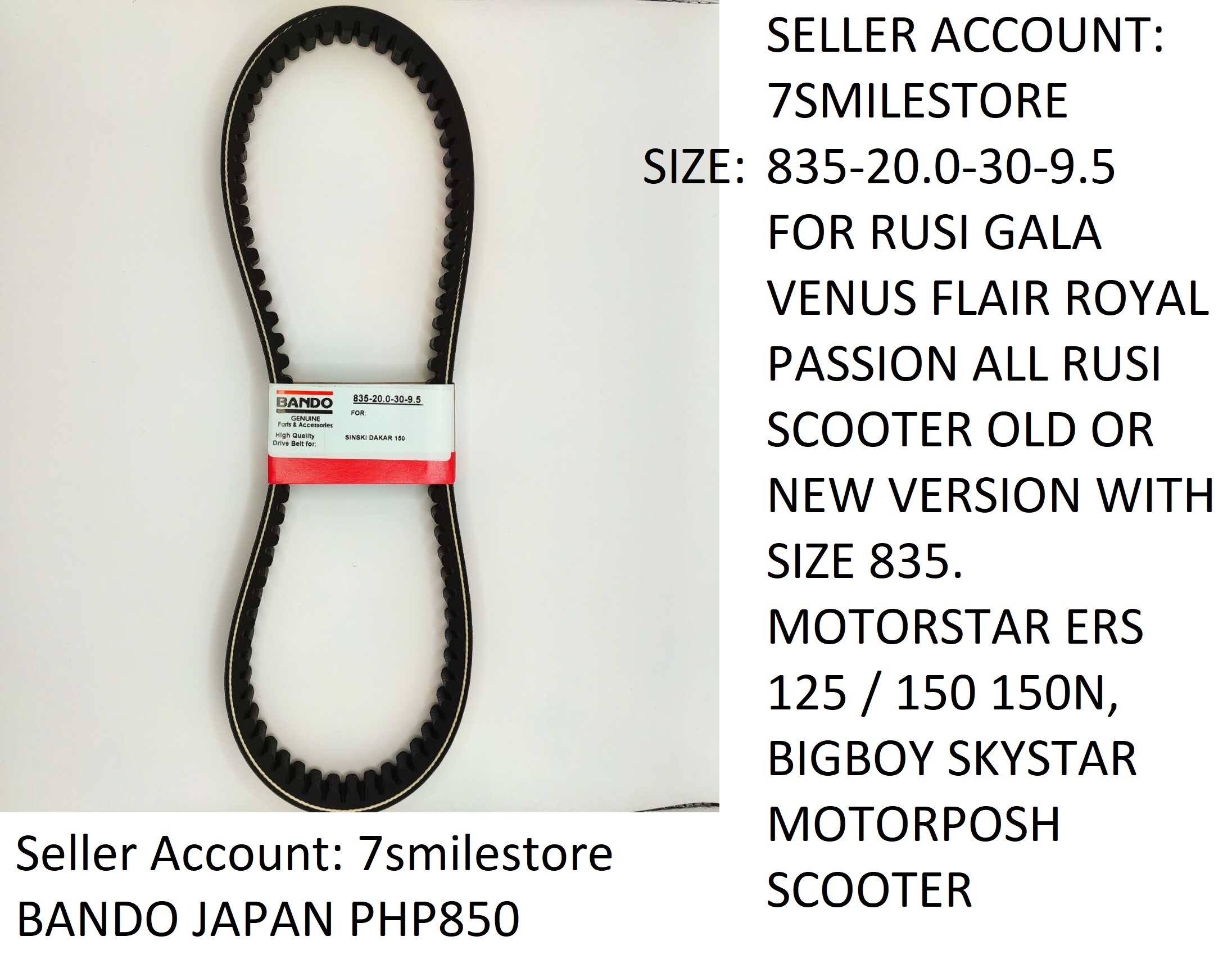 fan belt Bando Japan Size 83520.0309.5 for Sinski Dakar 150, Rusi