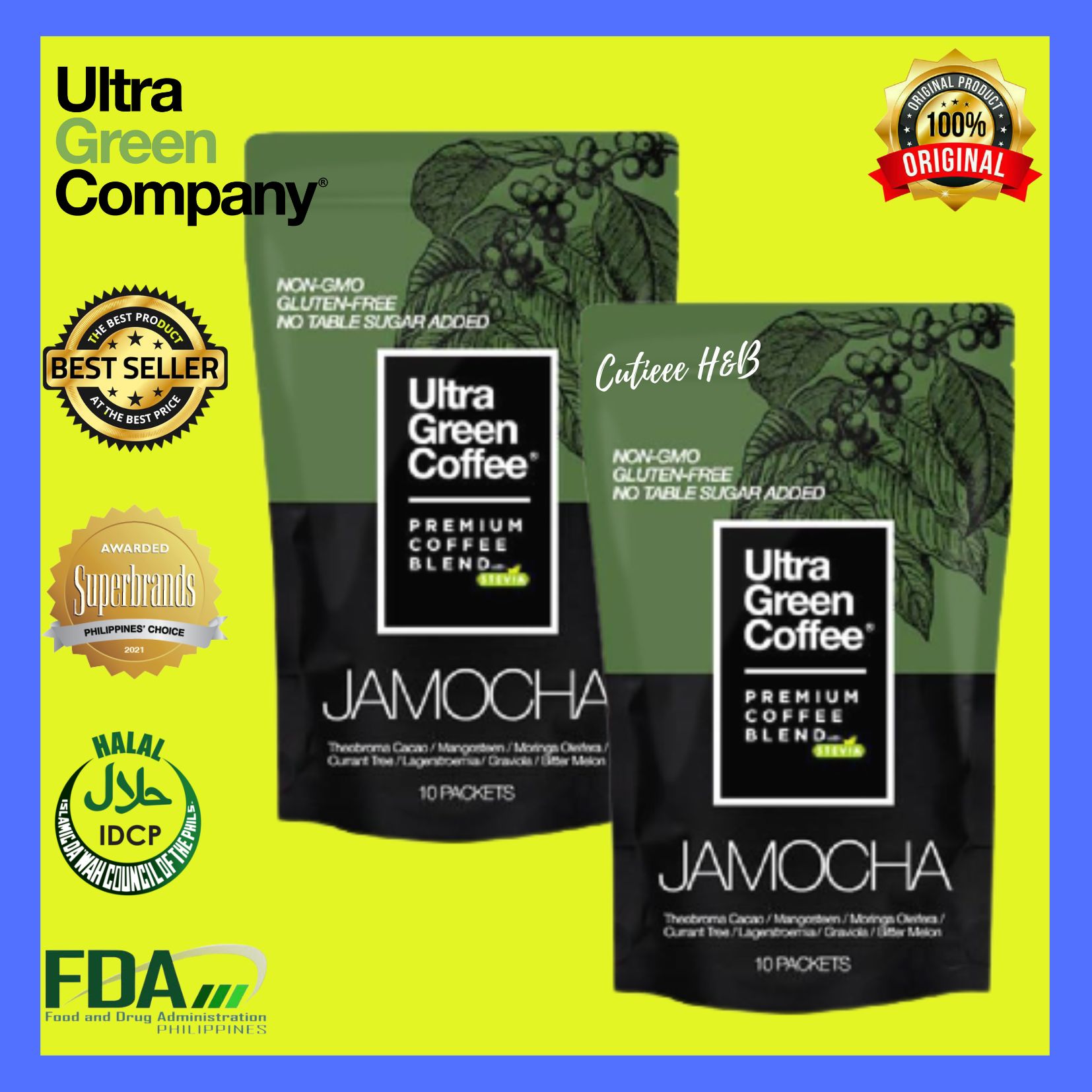 Original Ultra Green Coffee Jamocha Premium Coffee Blend with Stevia