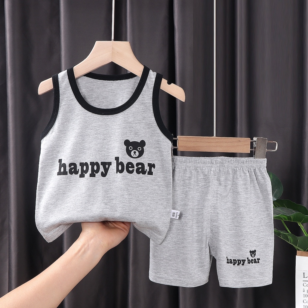 Hot sellgnue49l qiqi 0-5Y children's vest suit cotton girls shorts clothes  baby boy sleeveless suit terno