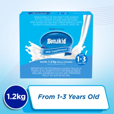 Wyeth® BONAKID® Stage 3 Powdered Milk Drink for Children 1 to 3 years old, Sachet in Box, 1.2kg (400g x 3)