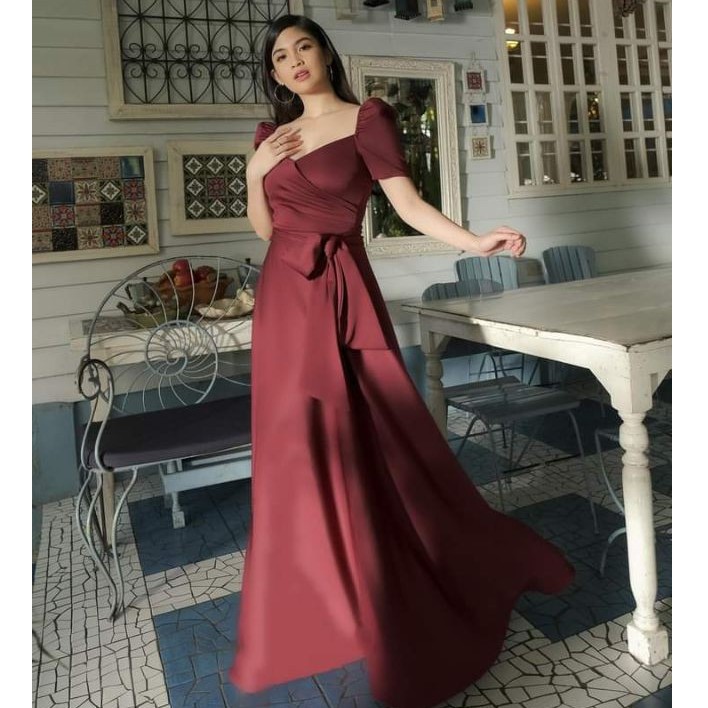 Clara Filipiniana Neoprene Long Dress 