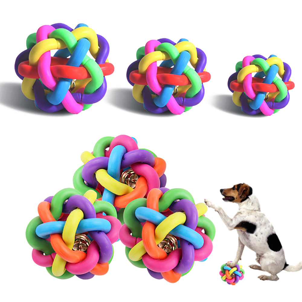 Colorful Bell Ball Toy Tough Chewing Training Interactive Dog Balls ...