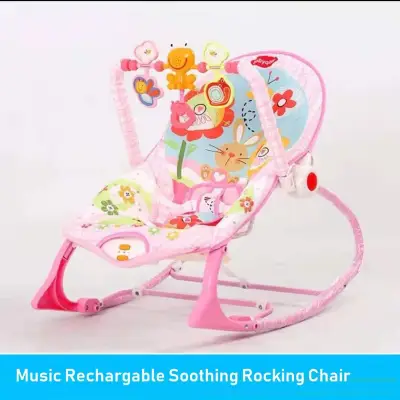 Baby Electric Rocking Chair Multifunctional Toddler Chair with Music and Vibration for Baby High Quality Fabric (Pink)