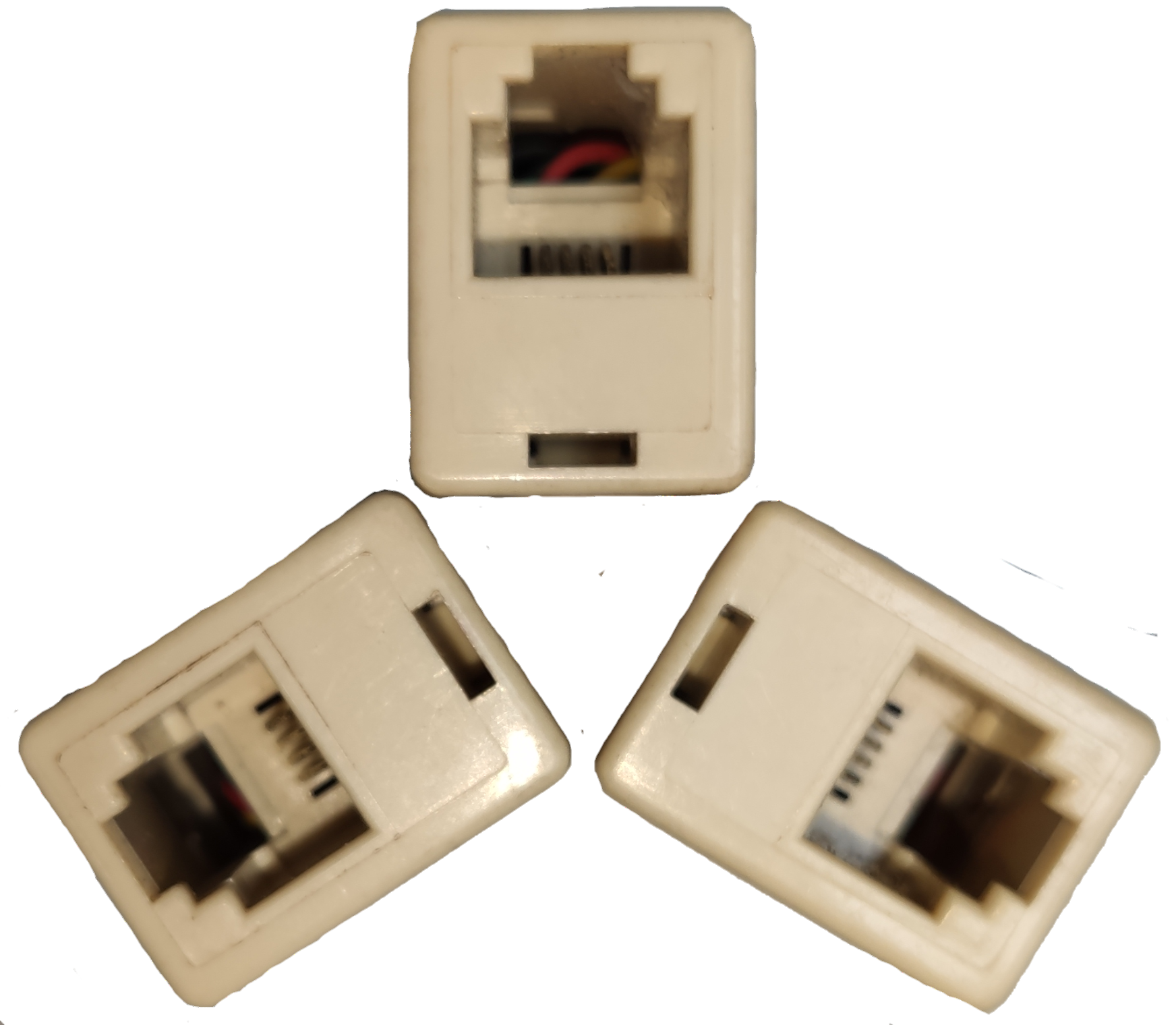 Telephone Line Adapter Extender RJ11 Female to RJ11 Female (2pcs+1pc