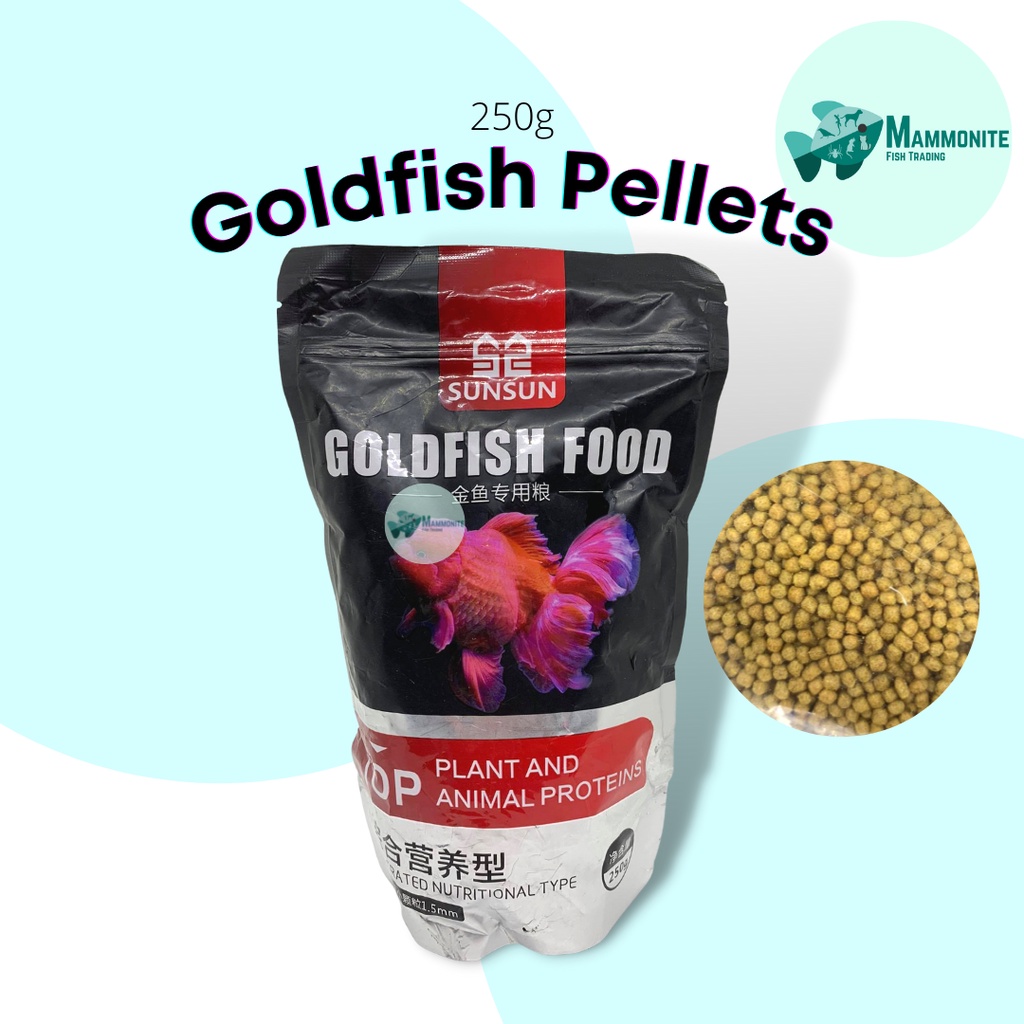 Sunsun Premium Goldfish Food Pellets 250 Grams 1.5mm 3mm Pellets Plant