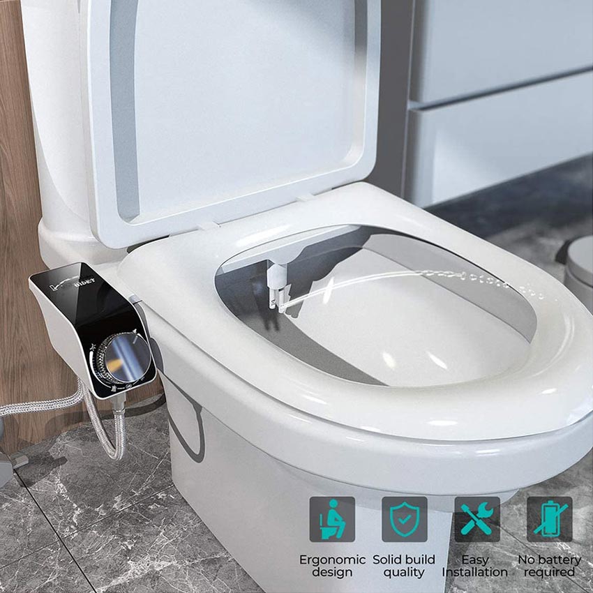 Easy Installed NonElectric Dual Nozzle Toilet Bidet Seat Attachment