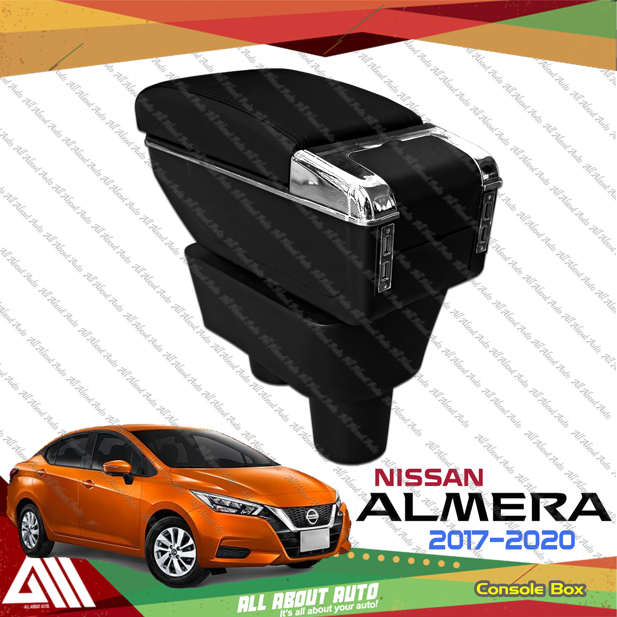 OEM Armrest Console Box with 7 USB PORT for Nissan Almera 2017-2020 ...