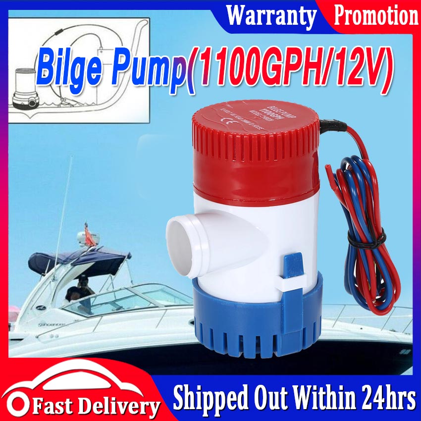 Cuque 12V 1100GPH Electric Submersible Sump Pump Diameter 3 cm 1.2 Inches Built-in Marine Float Marine Water Bilge Pump Built-in Marine Float for Yacht Boat Switch 