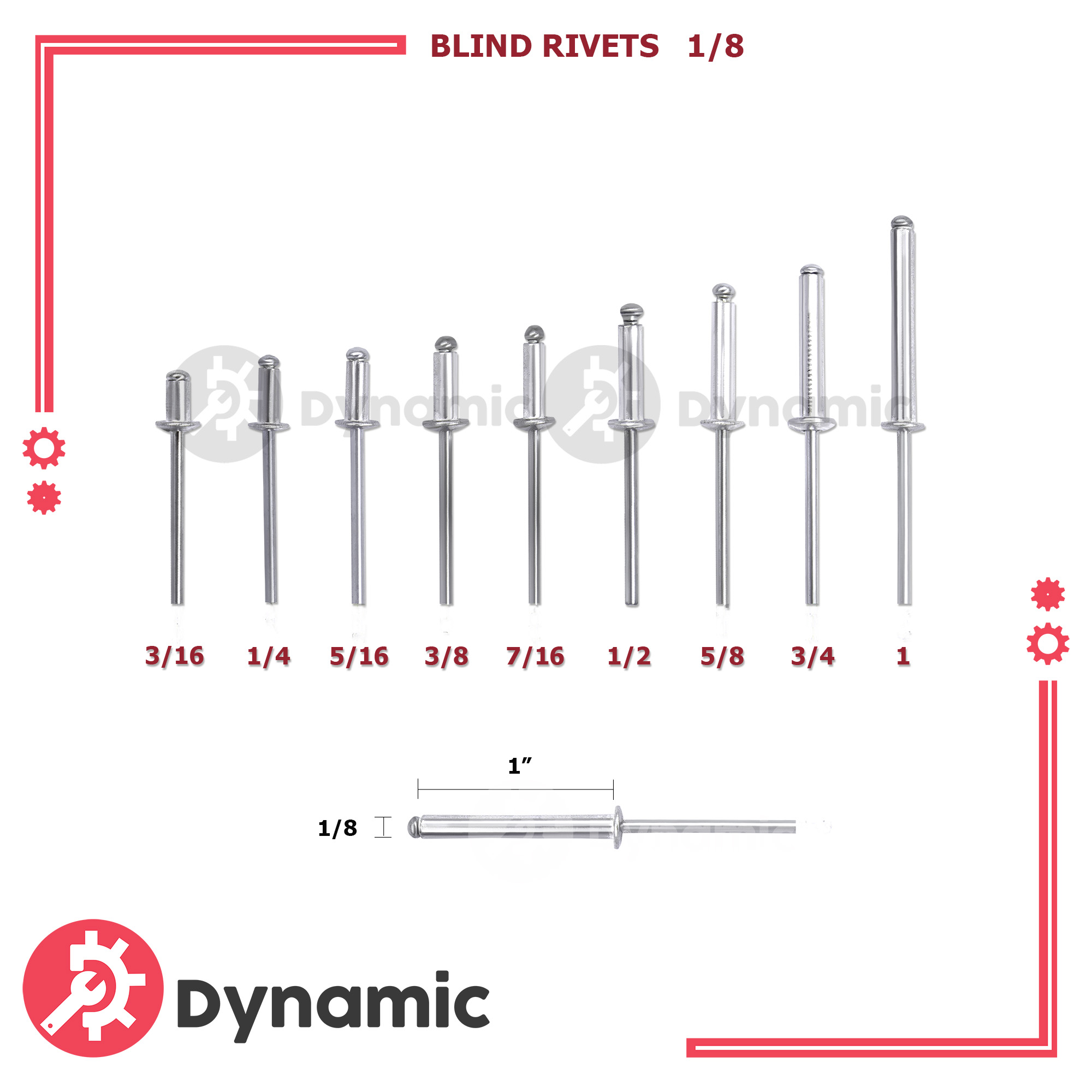 ISPINNER 150pcs 7 Sizes Aluminum Blind Rivets Pop Rivets Assortment Kit 3/32 1/8 5/32 Silver