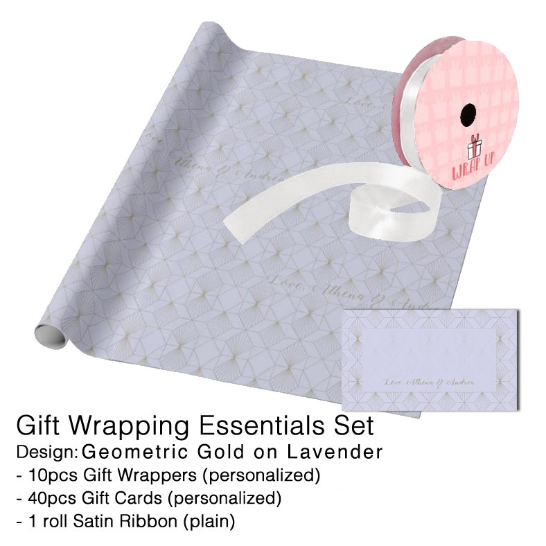 Gift Wrapping Essentials Set A Geometric Gold On Lavander Wrapper