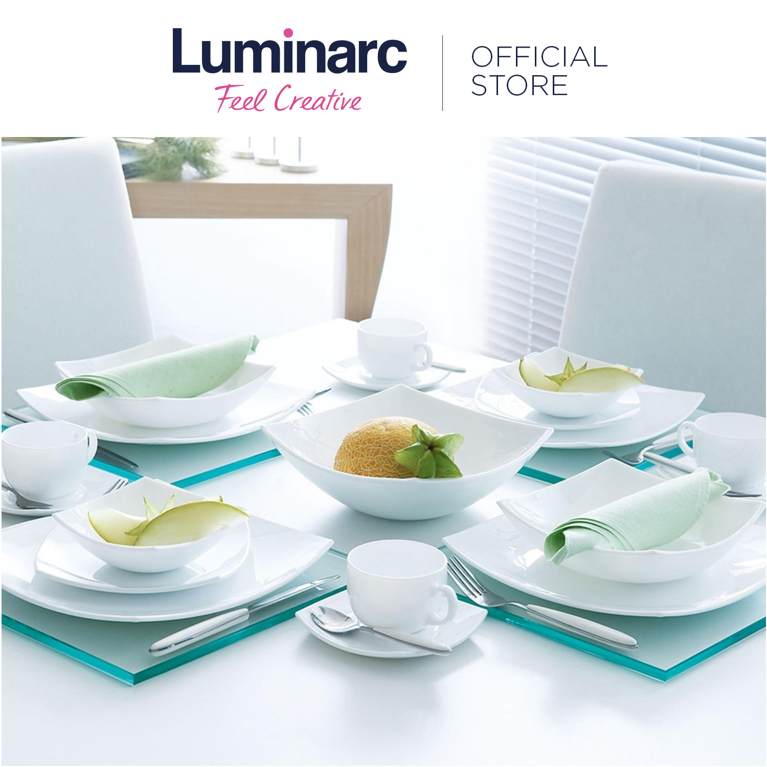 Luminarc Quadrato White Dessert Plate 6pcs (D7215) 6Pcs Glass