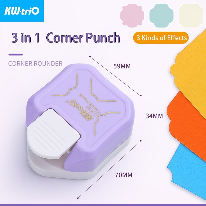 KWTRIO 3in1 Corner Puncher for Paper Photo Scrapbooking Tools for DIY