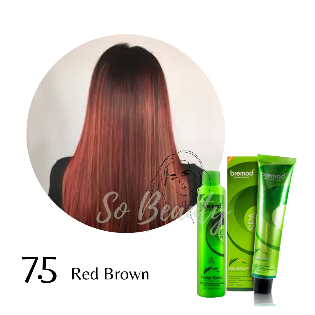 Red Brown BREMOD Hair Color and Oxidizing Set 100ml With Freebie (7.5