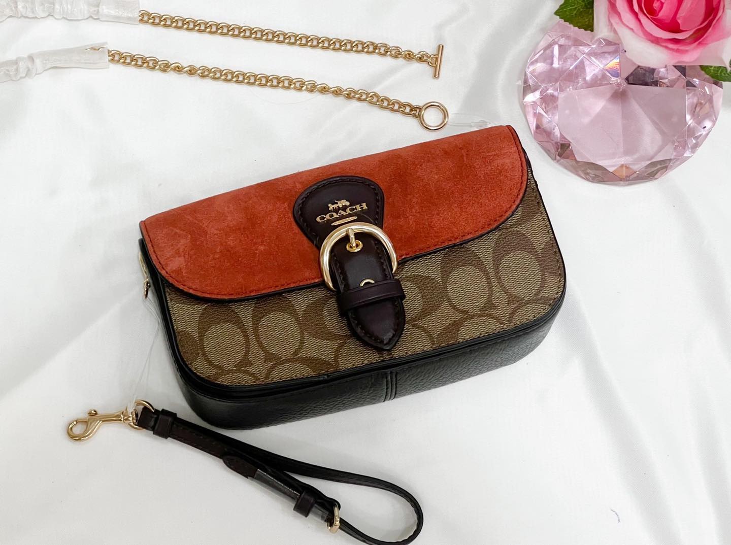 Original Coach C5620 Kleo Crossbody In Signature Canvas Khaki Multi