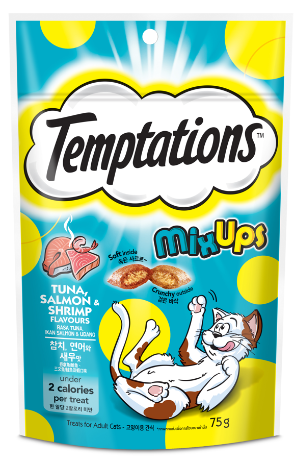Temptations Cat Treat Mix Ups Catnip, Chicken, and Cheddar 75g PetMate pet feline snacks