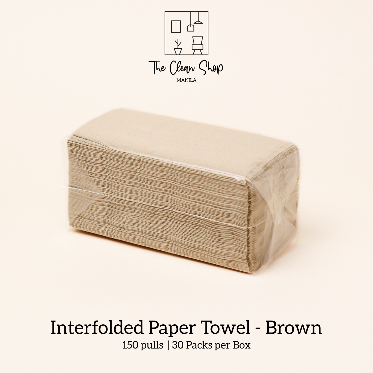 The Clean Shop MNL Interfolded Paper Towel Brown [150 pulls] [1Ply