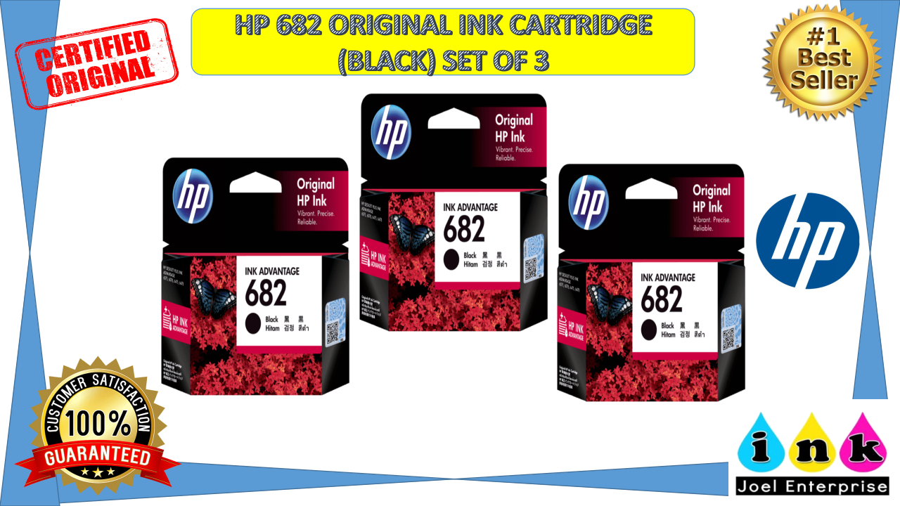 HP 682 Original Ink Advantage Cartridge (Black) Set of 3 Lazada PH