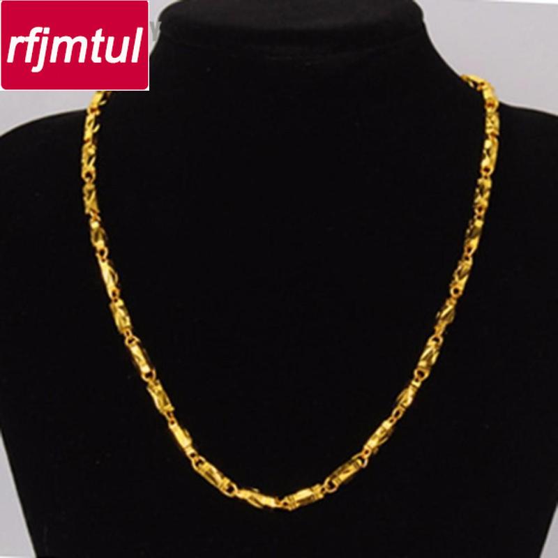 24K Gold Plated Long Chain Necklace Men 
