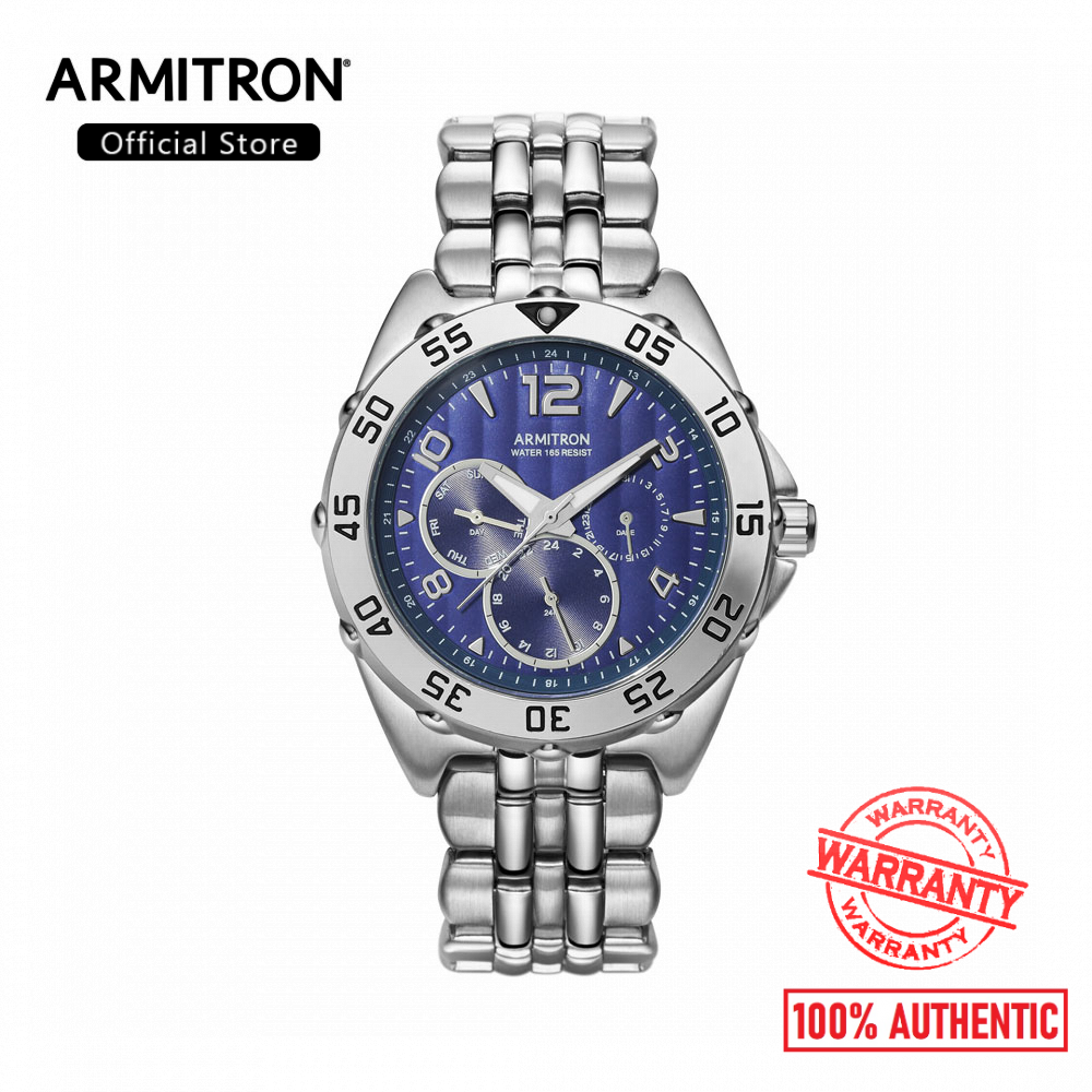 Armitron Men Silver Stainless Steel Strap Chronograph Watch 20/4664BLSV