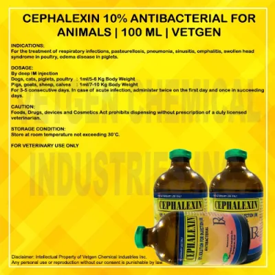 Boutique hot sale CEPHALEXIN ANTIBACTERIAL FOR ANIMALS 100 ML