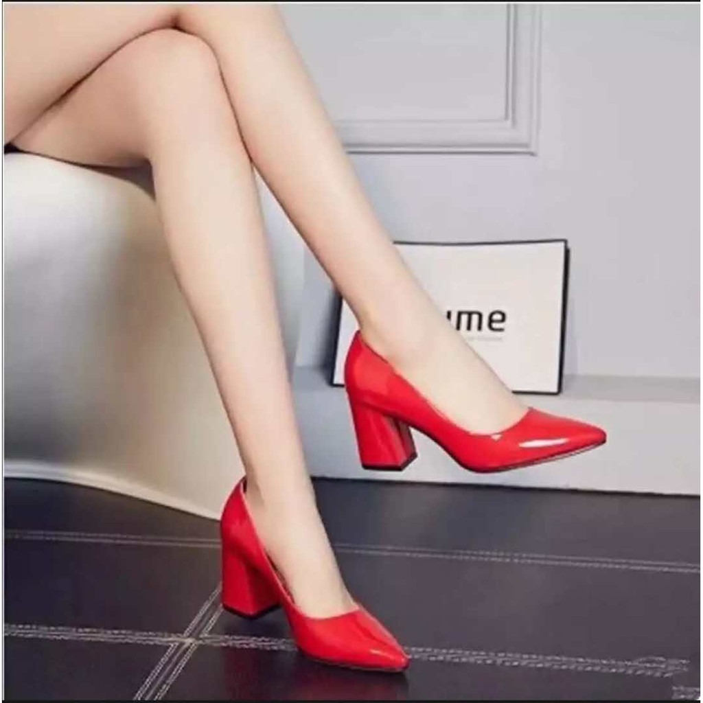 Korean Pointed Toe Block Heels Office 