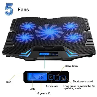 Lc5 12 15 6 Laptop Cooling Pad Cooler Pad Mat 5 Quiet Fans With