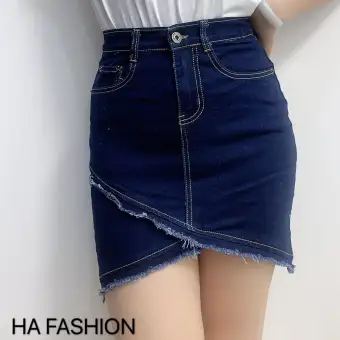 elastic denim skirt