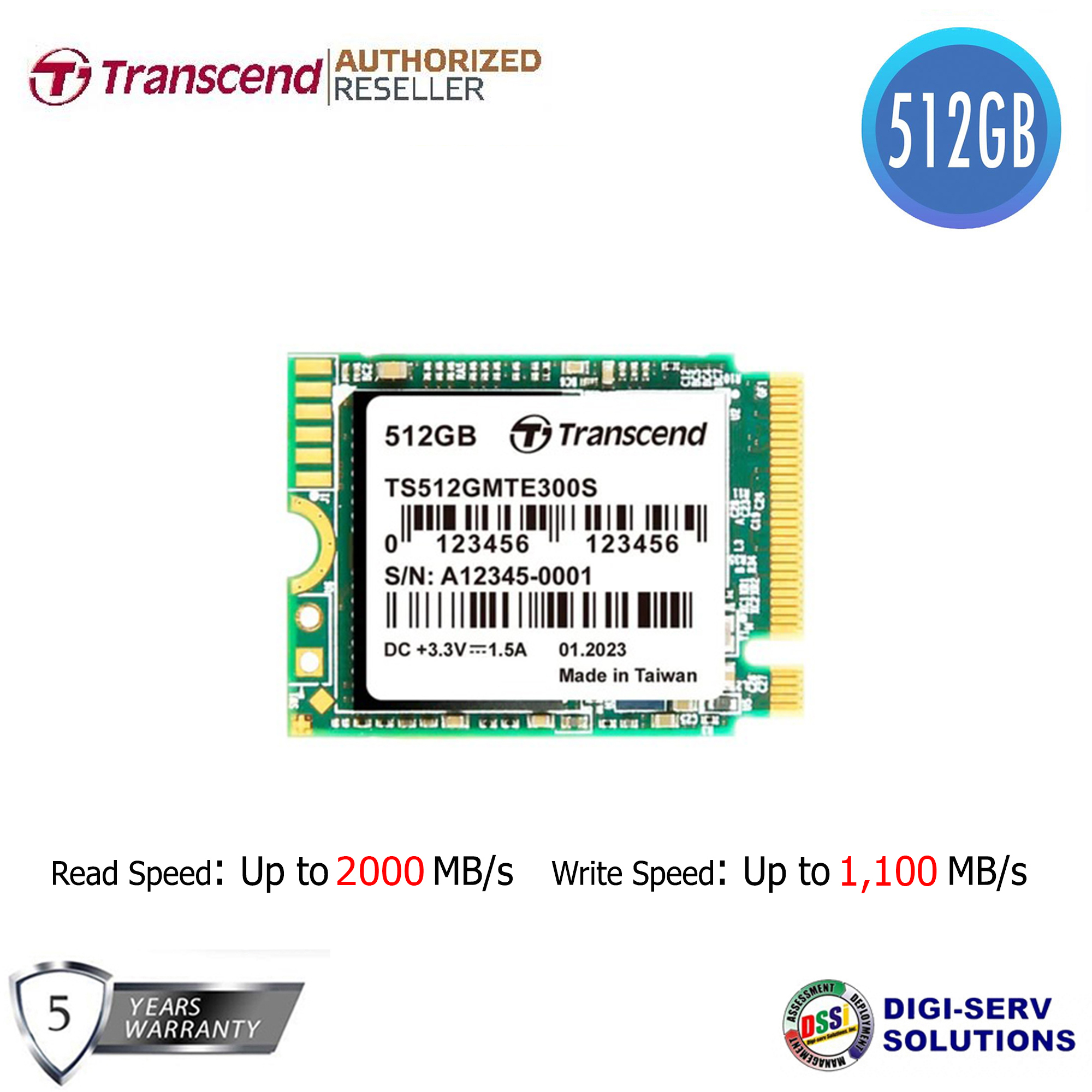 Transcend 300S 512GB NVMe PCIe SSD (TS512GMTE300S)