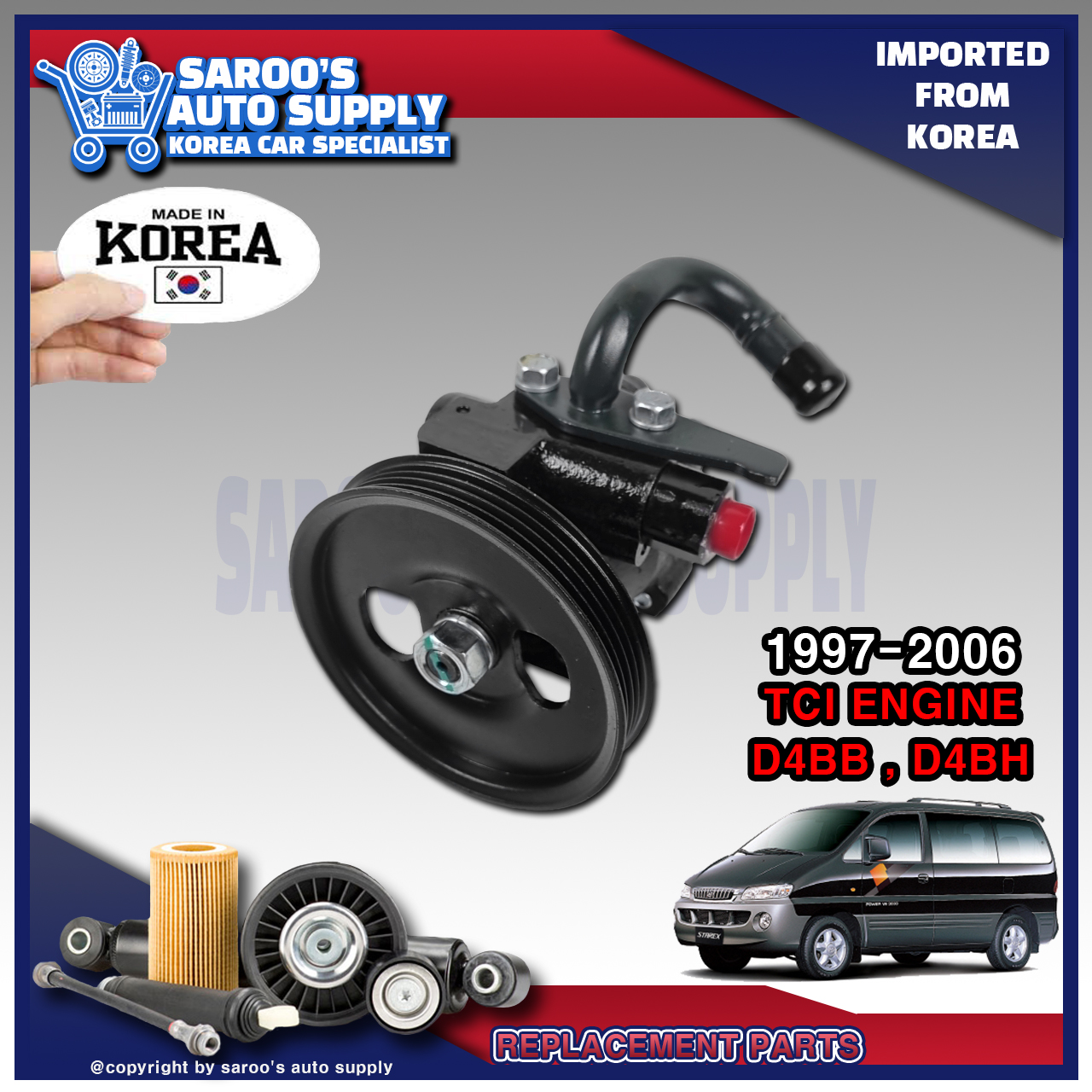 Power Steering Pump For Hyundai Starex (9706) , Made In korea