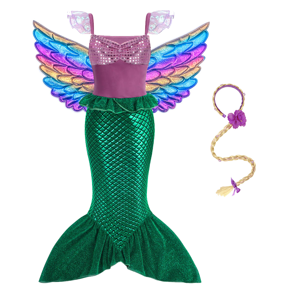 Girls Little Mermaid Ariel Princess Dress Cosplay Costumes For Kids Baby Girl Mermaid Dress