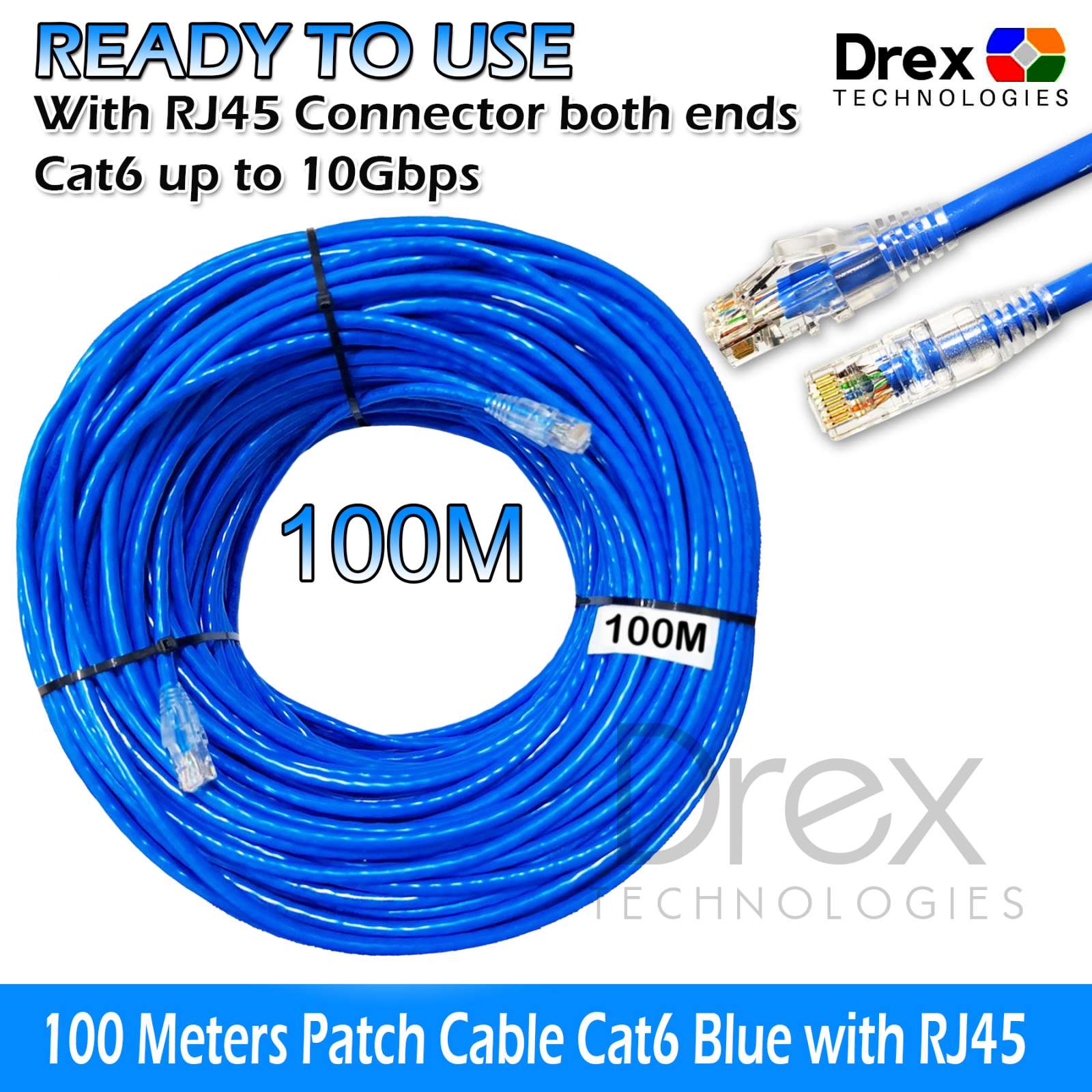 Plat Cat6 Ethernet 100m / 1000mbps Réseau de câble Rj45 Plat Dans 5m à  50mLongueur: 50m Cat6