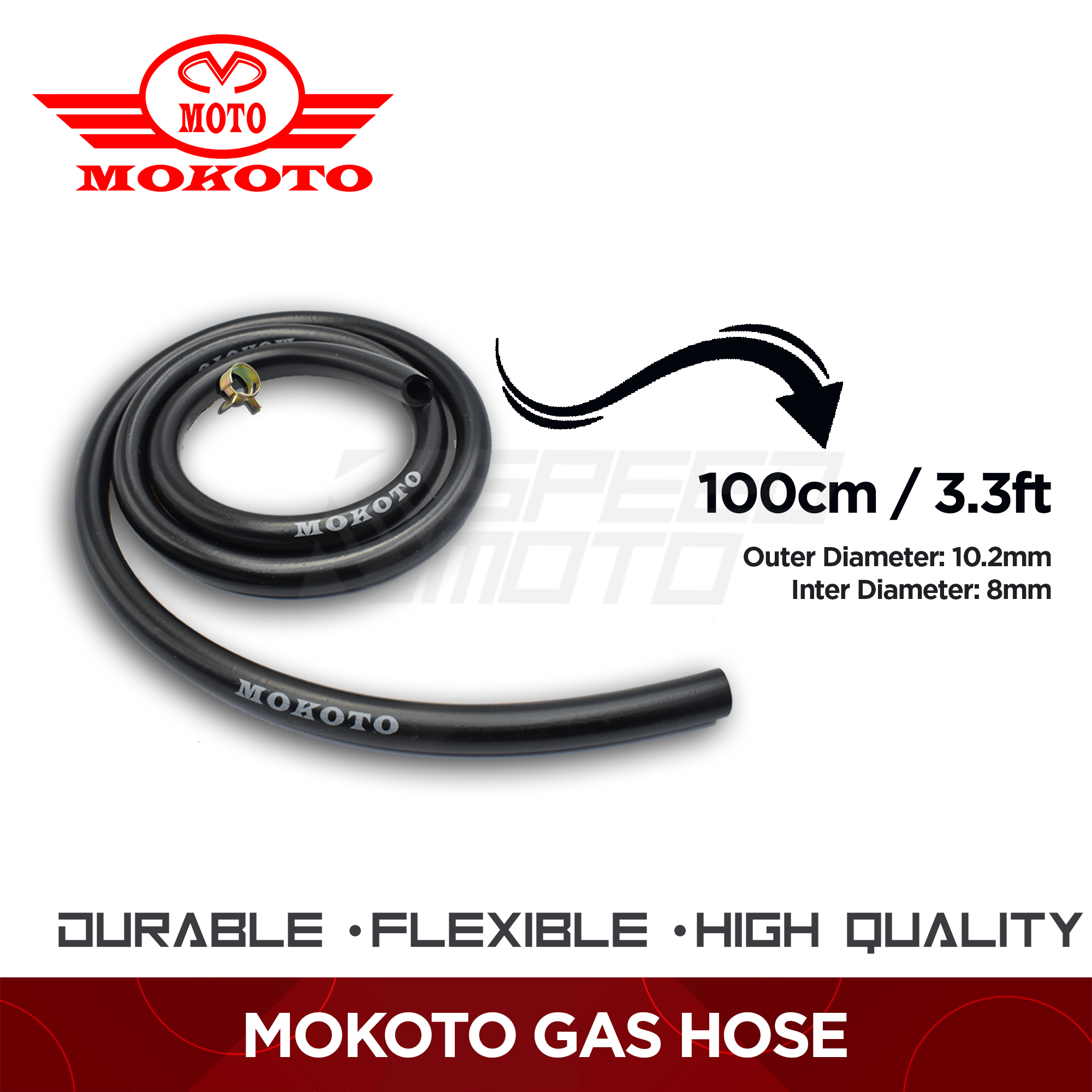 MOKOTO FUEL GAS OIL HOSE 3FT MOTO6341 / 100CM UNIVERSAL VACUUM TUBE