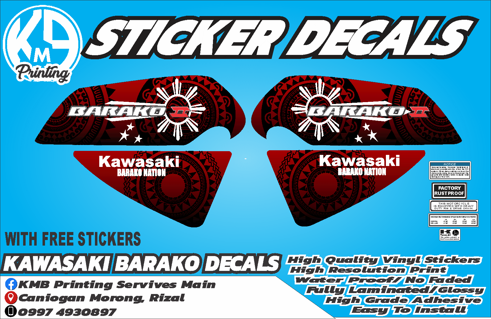 Kawasaki Barako 2 Sticker | Lazada PH