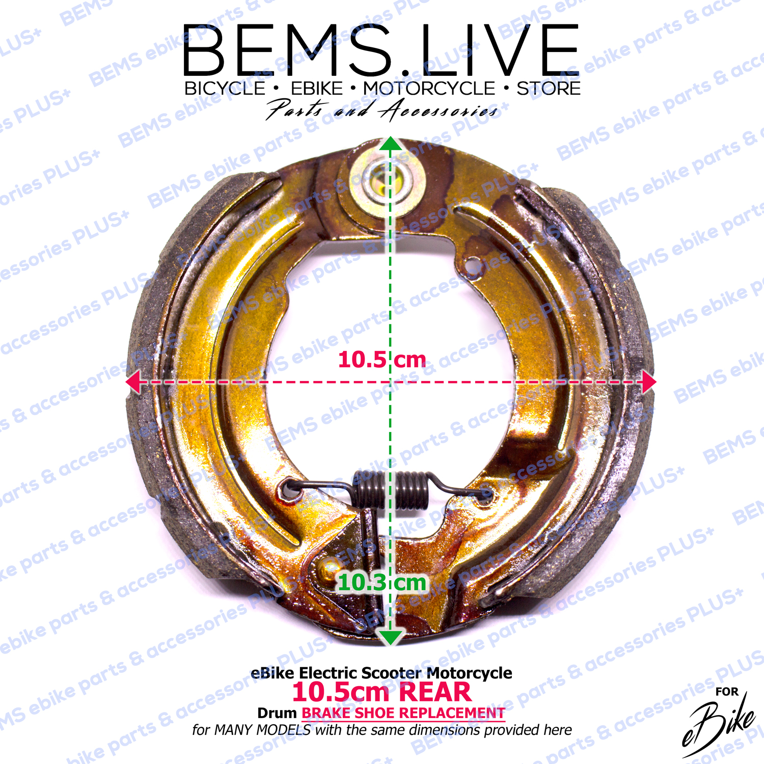 10.5cm REAR DRUM BRAKE SHOE REPLACEMENT eBike Electric Bicycle Scooter