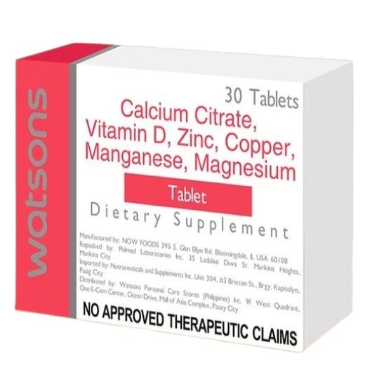 WATSONS Calcium Citrate + Vitamin D + Zinc + Copper + Manganese ...